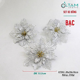 Set 3 hoa trạng nguyên kim tuyến số 16 ĐK 15cm