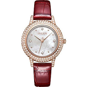 Đồng Hồ Nữ JS-044B Kính Sapphire Julius Hàn Quốc Dây Da (Đỏ)