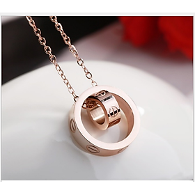 Dây Chuyền Nữ Đẹp, Dây Chuyền Titan Không Han Gỉ - Mẫu 2 Mặt Lồng Nhau