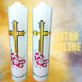 Mua Nến trụ trắng - Nến cây cao 30 cm hình Thánh giá- không mùi không khói