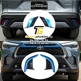 Ốp viền đèn gầm trước, sau xe Toyota Corolla Cross 2020 - 2021 - 2022 2023 - 2 màu xanh - trắng