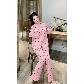 Bộ Pijama Nữ Mặc Ở Nhà chất lụa mịn mát, ít nhăn. Hoa văn và màu sắc trẻ trung, sang trọng. Mặc ở nhà hoặc đi dạo đều xinh. Size free dưới 60kg