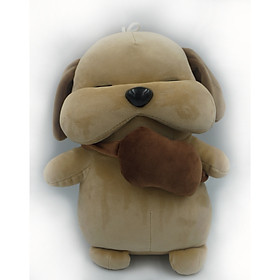 Gấu Bông/ Thú Nhồi Bông Chó Đeo Túi Siêu Dễ Thương 27cm (Tặng kèm móc khóa da bò thật màu ngẫu nhiên) BA00155