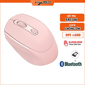 Chuột không dây Bluetooth, chuột máy tính HXSJ M107B chống ồn, DPI 1600, chế độ kép wireless usb 2.4Ghz, bluetooth chuyên dùng cho laptop, máy tính, tivi - Hàng chính hãng