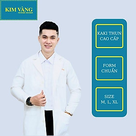 [KIM VÀNG] Áo Blouse nam bác sĩ, áo dược sĩ, đồng phục bệnh viện tay dài chất liệu Kaki thun - Mẫu 01