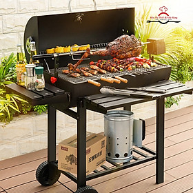 Mua Bếp nướng BBQ  bếp nướng than ngoài trời có nắp đậy  có đồng hồ báo nhiệt + motor.