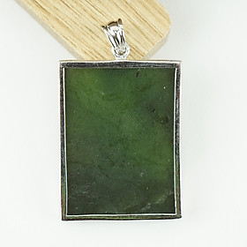 Mặt Dây Chuyền Hình Vuông Chữ Nhật Đá Ngọc Bích Nephrite Thiên Nhiên