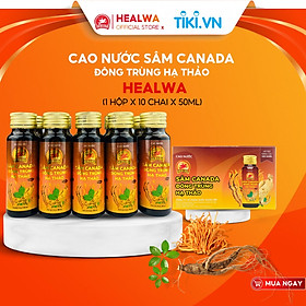 Cao nước Sâm Canada Đông trùng hạ thảo Healwa 1 hộp x 10 chai x 50ml Tăng