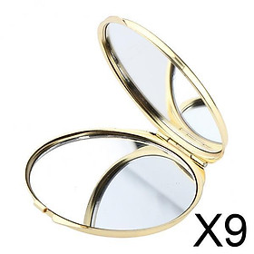 9xDual Side Makeup Mirror Dormitory Bathroom Round Folding Mirrors Golden