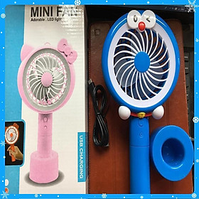Mua Quạt cầm tay mini có sạc tích hợp đèn led và giá đỡ tiện dụng - Hàng Chất Lượng
