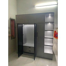 Tủ áo kệ kèm ngăn tủ cánh kính 2m x 2m4 x sâu 48 cm