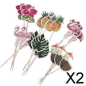 2x24Pieces Hawaiian Cupcake Toppers Wedding Decoration Birthday Party Favor