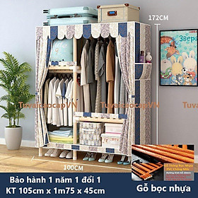 Mua Tủ vải đựng quần áo  Giá kệ treo khung gỗ 3 buồng 6 ngăn kích thước 130x170x45cm TUVAICAOCAPVN bảo hành 12 tháng 1 đổi 1