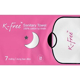 Băng Vệ Sinh K-Free Ban Đêm Có Cánh 7 Miếng x 28cm