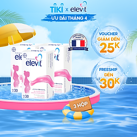 Combo 3 Hộp Vitamin Bầu Tổng Hợp ELEVIT Bổ Sung Vitamin và Khoáng Chất Cho Phụ Nữ Mang Thai và Sau Sinh Hộp 30 Viên x3