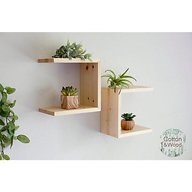 Mua 1 kệ treo tường kệ đựng đồ trang trí 3 cạnh vuông kích thước 25x25x10 gỗ thông tự nhiên