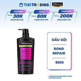 Dầu gội TRESEMME Salon Rebond dưỡng tóc hư tổn với Công nghệ Tái kết nối Keratin ngăn gãy rụng đến 98% 850g