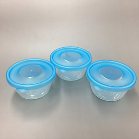 Bộ 3 set 3 hộp đựng thực phẩm nắp tròn nắp xanh K293-3 250ml Nội địa Nhật Bản