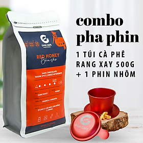 Combo cà phê pha phin - 1 túi Gaia Café Red Honey Bản Sắc 500g và 1 phin nhôm 