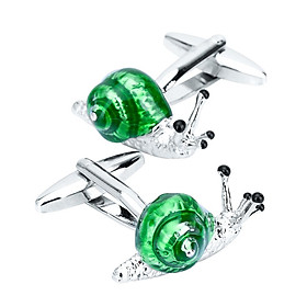 Adorable Green Snail Solid Brass Cufflinks