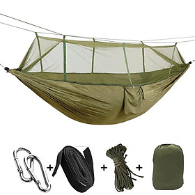 1-2 Người Vải Cotton Võng Vải Muỗi Net Ngủ Cầm Tay Đôi Hamak Vườn Treo Nghỉ Ngơi Tại Giường Đu Sọc cầu vồng - one