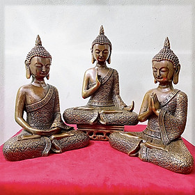 Mua BỘ 3 TƯỢNG PHẬT TAM BẢO AN YÊN KIỂU THÁI BẰNG ĐỒNG CAO 21cm