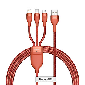 Mua Cáp sạc nhanh 3 đầu Baseus Flash Series 3 in 1 (USB to Type C/ Lightning/ Micro  5A/40W Quick Charging & Data Cable) - Hàng chính hãng