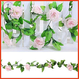 Hoa hồng dây leo nhâ tạo 2.4m gồm 9 bông hoa trang trí đám cưới, xích đu, ban công, sửa sổ, làm giỏ hoa treo tường