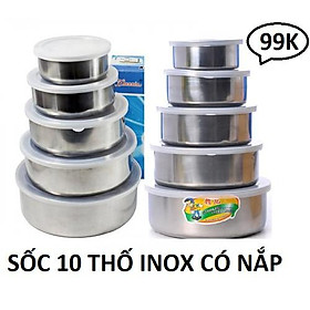 THỐ INOX CÓ NẮP 10 CÁI CAO CẤP - BỘ 10 THỖ INOX CÓ NẮP