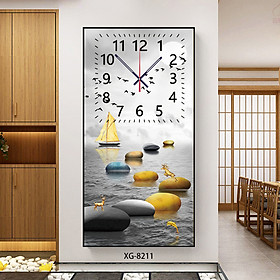 Mua Tranh Treo Tường Phong Cảnh Biển Đẹp - Tranh Tráng Gương Kết Hợp Đồng Hồ Kim Trôi Cao Cấp