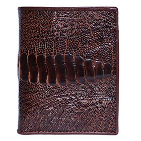 HP2457 - Bóp nam Huy Hoàng da đà điểu da chân 2 mặt da kiểu đứng màu nâu đỏ