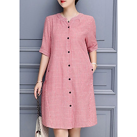 Đầm suông kẻ sọc cổ Tàu 2 túi bên - DS97