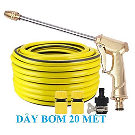 Mua Vòi Xịt️ Bộ dây vòi xịt nước rửa xe  tưới cây   tăng áp 3 lần  loại 20m 206701-3 đầu đồng cút nối đen+ đai