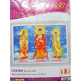 Mua Tranh thêu chữ thập tam thế phật LV3269 - 109 x 76 cm - chưa thêu