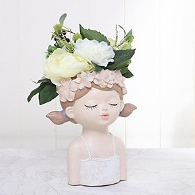 2- Succulent Plant Pot Girl Flower Planter Flowerpot Home