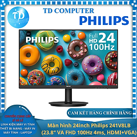 Màn hình máy tính 24inch Philips 241V8LB (23.8" VA Full HD 100Hz 4ms, HDMI+VGA) - Hàng chính hãng DigiWorld phân phối