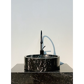 Mua LAVABO ĐẶT BÀN ĐÁ TỰ NHIÊN TRÒN DÀY DÁNG ĐỨNG MÀU ĐEN Ý BST68