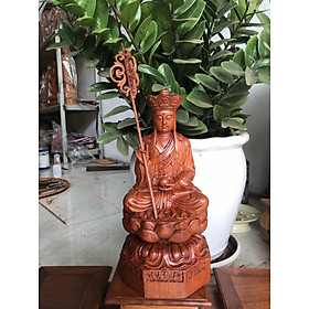 Tượng phật địa tạng vương bồ tát dáng ngồi bằng gỗ hương đá kt cao 30×15×15cm