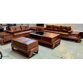 Bộ bàn ghế phòng khách, sofa gỗ hương chân đùi gà mẫu hiện đại , góc L 3m10 x 250- Đồ Gỗ Mạnh Hùng