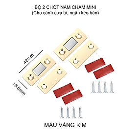 Mua Bộ 2 chốt nam châm mini cho cửa tủ  ngăn kéo bàn  cửa trượt với nam châm có lực hút mạnh kèm băng dính 2 mặt và vít