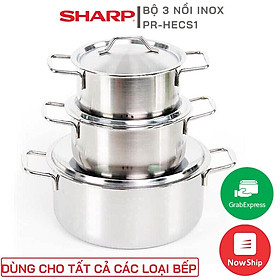 Mua Bộ 3 nồi Inox dùng cho MỌI LOẠI BẾP - Bộ nồi inox bếp từ hàng khuyến mãi PR-HECS1 - SẴN HÀNG GIAO LUÔN- Nồi Sharp