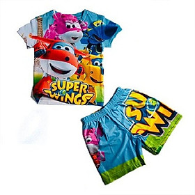 Đồ bộ thun in 3D cho bé trai hình Super Wings 