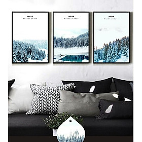 Bộ 3 tranh canvas Núi tuyết nghệ thuật
