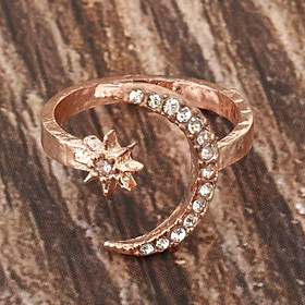 Crescent Moon Ring Elegant Open Moon Star Finger Ring for Girls