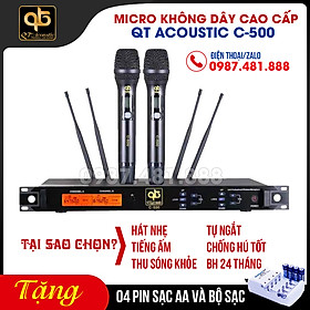 Mua Micro không dây karaoke QT Acoustic C-500 - Hát nhẹ  tiếng ấm  tự ngắt  chống hú tốt  BH 24 tháng - Tặng 04 pin sạc  bộ sạc - Hàng chính hãng