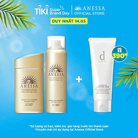 Combo Kem chống nắng dưỡng da dạng sữa Anessa Milk SPF 50+ PA++++ 60ml và Kem chống nắng dưỡng da dạng xịt Anessa Spray 60g