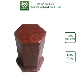 Hộp đựng tăm lục giác Đồ Gỗ Gia Linh gỗ Hương đá KT 8,5cm x 5cm