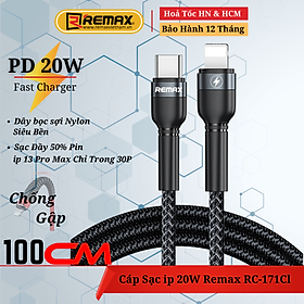 Mua Dây sạc chính hãng Remax Type C to Lighning Remax RC-171cl cáp sạc nhanh 20w cho 14 pro max trở xuống - Hàng Chính Hãng Remax