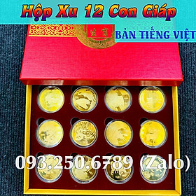 Hình ảnh Hộp Bộ Xu 12 Con Giáp Sang Trọng, Đẹp Lấp Lánh - Bản Tiếng Việt, Tiền lì xì tết 2023 , NELI