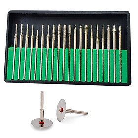 Mua Bộ mũi mài đá mài ngọc  mài răng sứ  mài mài móng tay (20 mũi mài chân cán 2mm + 2 dĩa cắt có răng chân 2mm)